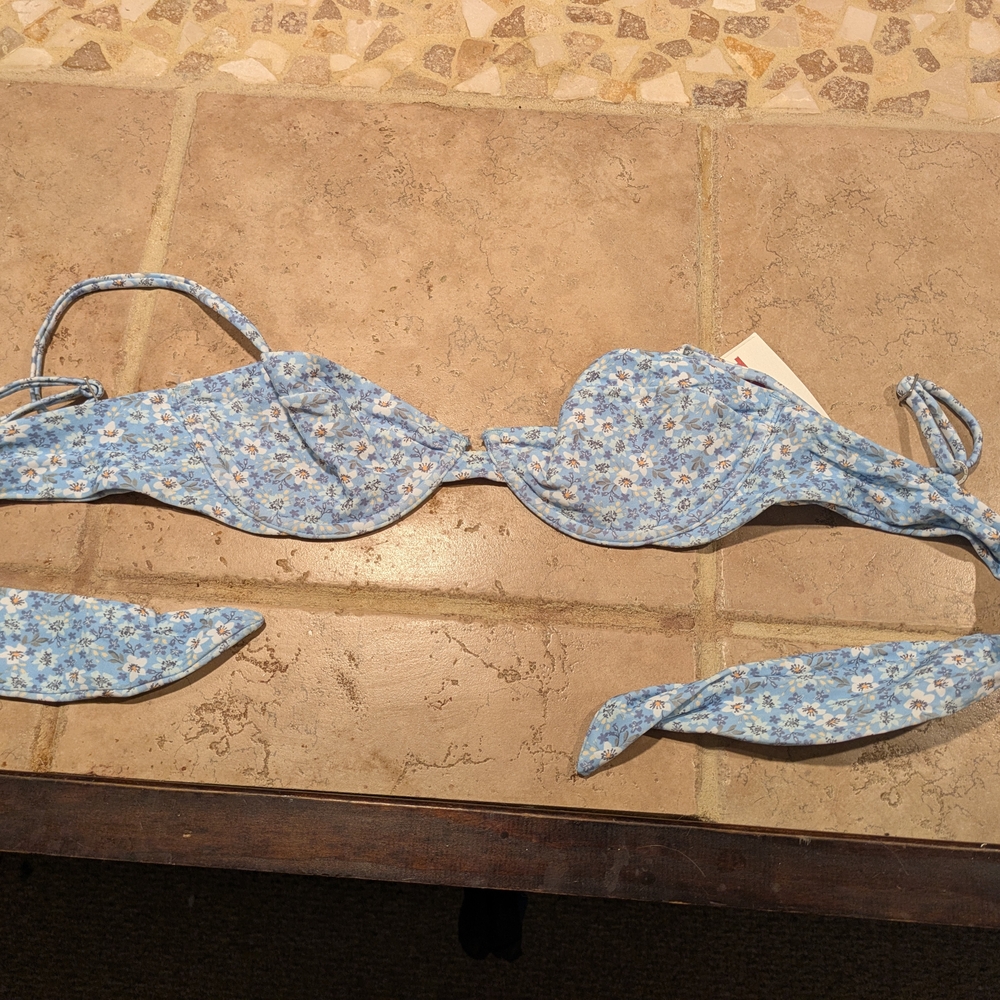 Floral Blue Bikini Top